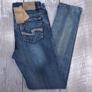 Silver Jeans Amy Slim Leg Jeans Girls Size 16 Dark Blue Stretch Denim